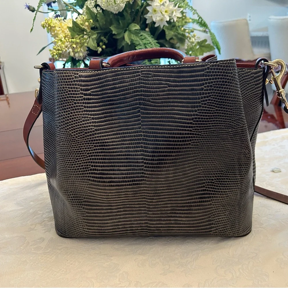 Dooney & Bourke Black and Brown Textured Tote - Picture 2 of 5